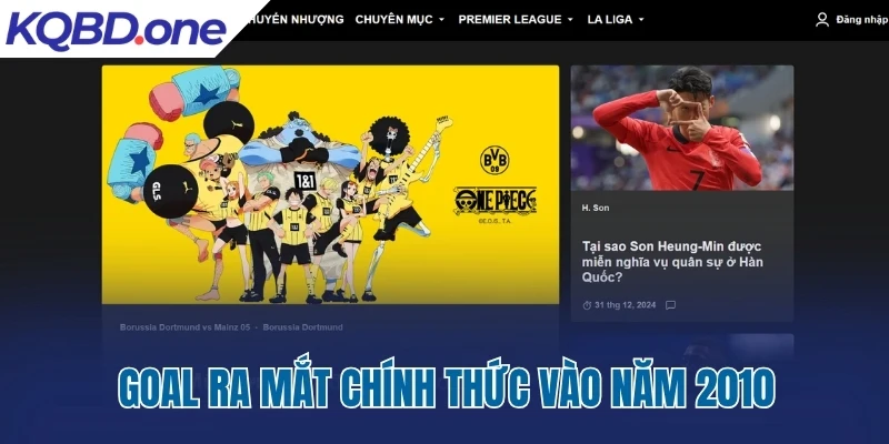 Goal.com ra mắt chính thức vào năm 2010