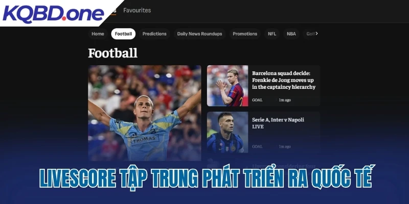 Livescore.com tập trung phát triển ra quốc tế